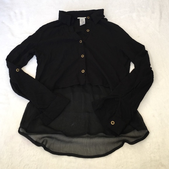 half sheer button up