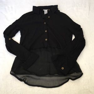 half sheer button up