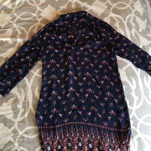 Flowered Mid-Sleeve Sheer Top