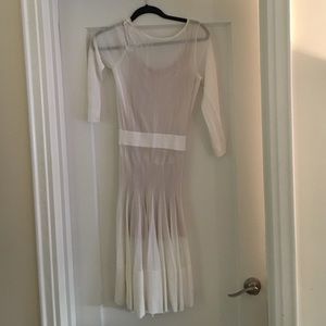 ALC white knit dress with nude slip