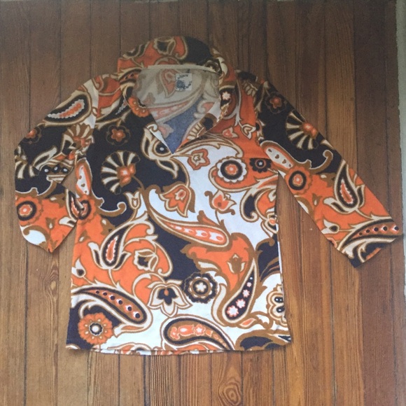 Jcrew paisley terry top, sz xs