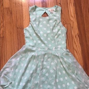Mint green polka dot mini dress CLOSING SALE