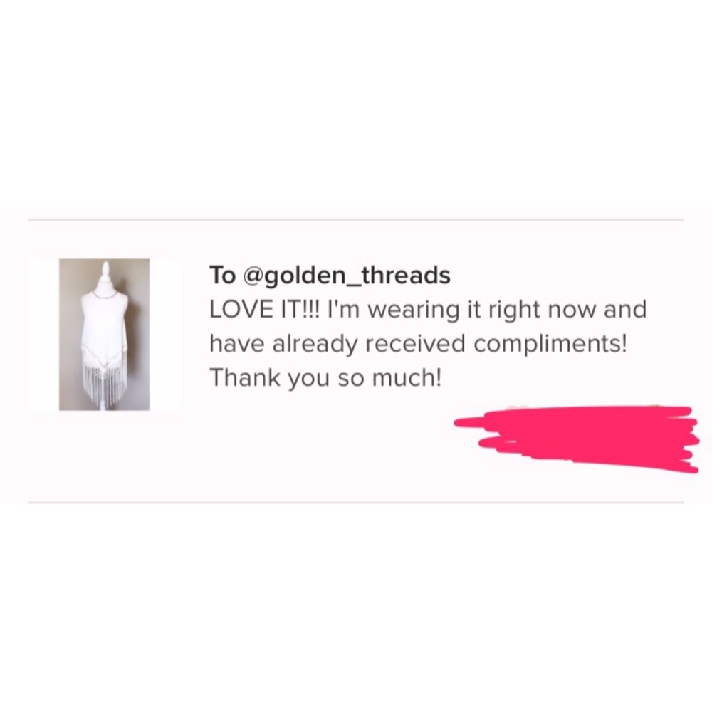  Boho Ivory Sleeveless Top w Bead Knotted Fringe - Picture 6 of 6