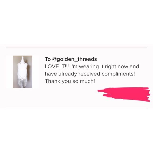  Boho Ivory Sleeveless Top w Bead Knotted Fringe - Picture 6 of 6