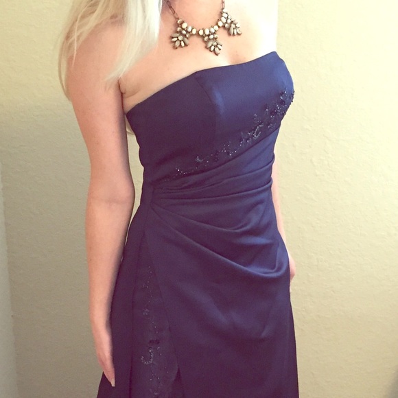 Satin & Organza Bridesmaid Dress w/ Beaded Inset