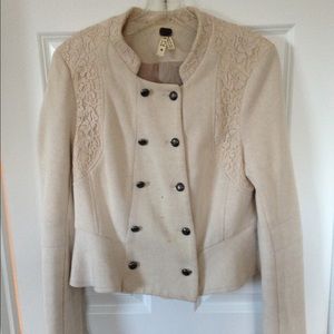 Military style coat w/lace trim. Slight spotting.