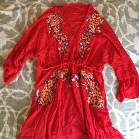 Elegant Red Embroidered Dress