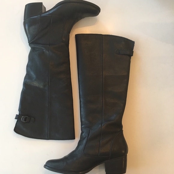 Black leather riding boots