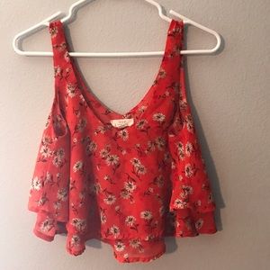 coral red crop top from g stage