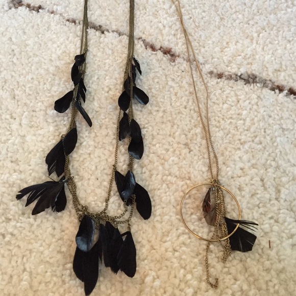 2 feather necklaces