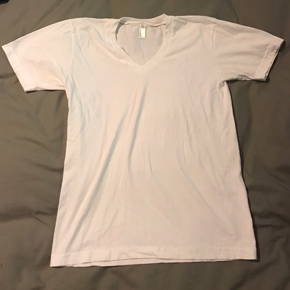American Apparel White V-neck  T-Shirt