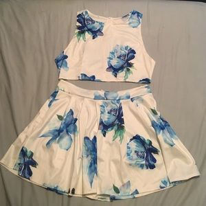 Floral crop top and skirt combo