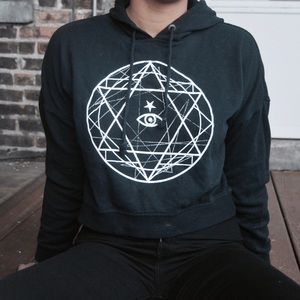 Cropped Hoodie with astrological symbols