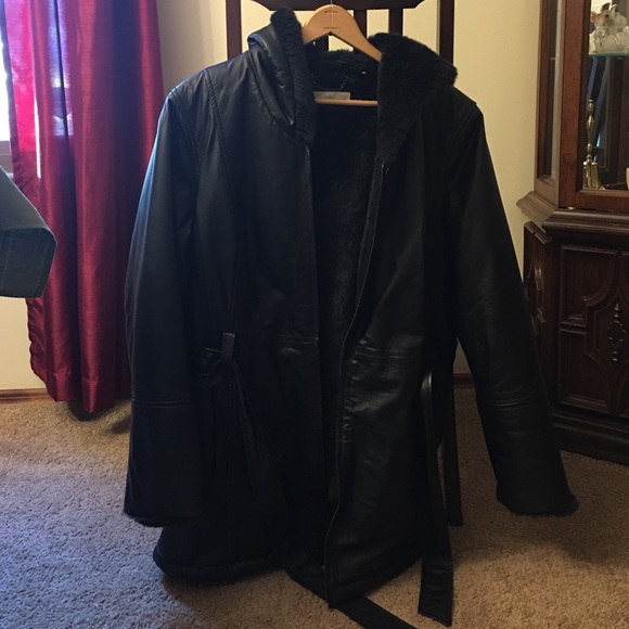 Fur lined leather jacket