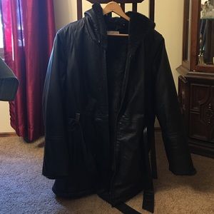 Fur lined leather jacket