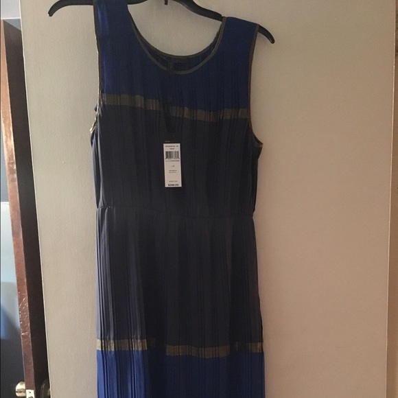 BCBG MaxAzria blue and bronze dress NWT