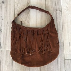 Basler Suede Fringe Hobo Bag