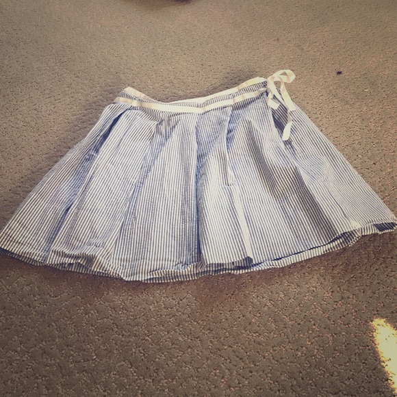 Girls  blue  seersucker skirt from Ralph Lauren.