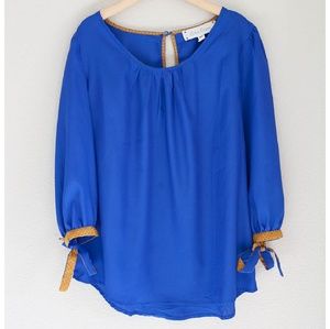 3/4 sleeve blue blouse