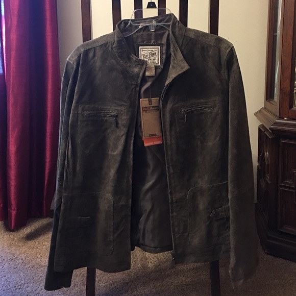 Ruff Hewn olive green suede jacket