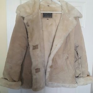 Suede Camel & faux shearling guess jacket
