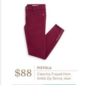 Burgundy Straight Leg Ankle Pant