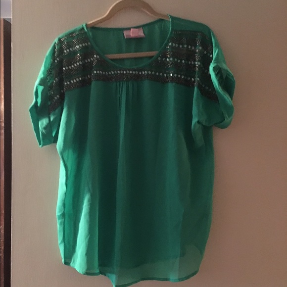 Romeo & Juliet Couture green beaded top