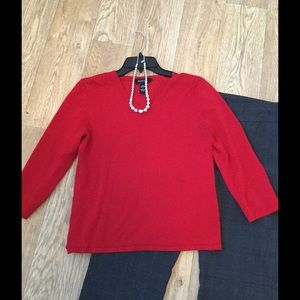 Ladies Red V-Neck Sweater