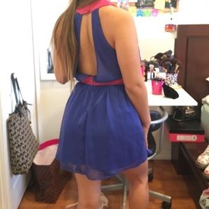 Blue and pink dress with matching heels