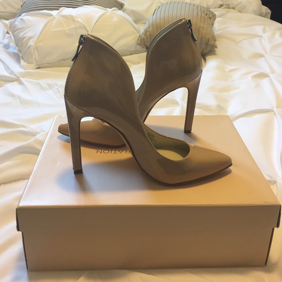 1 DAY SALE ONLY - Nude BCBG pumps with zip detail