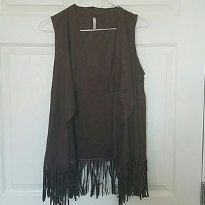 Faux Suede Fringe Vest