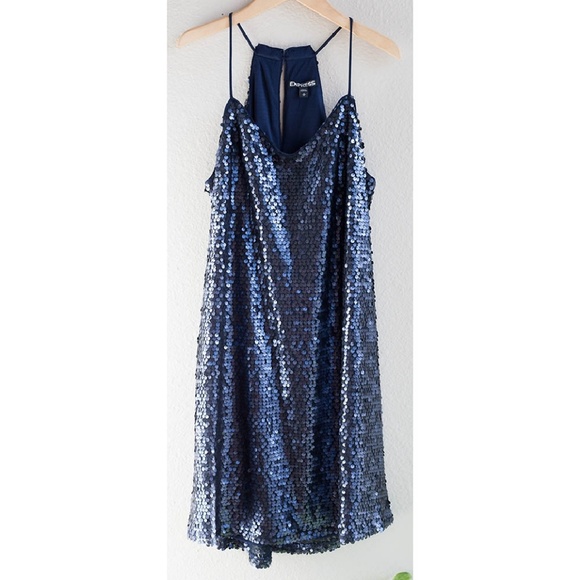 Blue sequend cocktail dress.