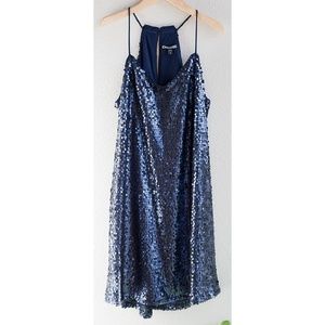 Blue sequend cocktail dress.