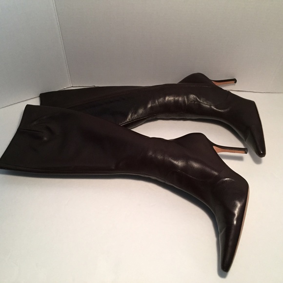 ISAAC MIZRAHI Brown Leather Heel Boots Size 10