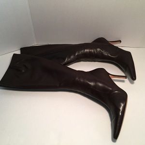 ISAAC MIZRAHI Brown Leather Heel Boots Size 10