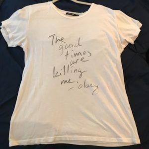 White Obey Print T-shirt