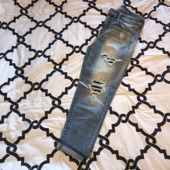 High rise distressed skinny jeans