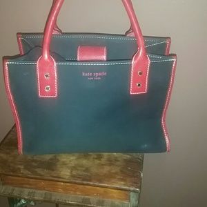 Canvas Kate spade small tote lesther handles