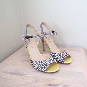 Unisa multi-fabric heeled sandals