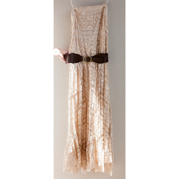 Strapless beige lace dress. $15 OBO.
