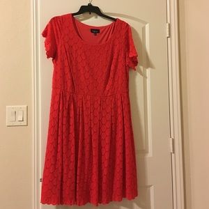 Red lace and lined dress 2x