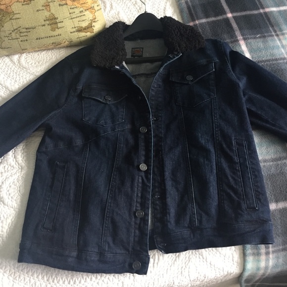 Dark wash Sherpa denim jacket