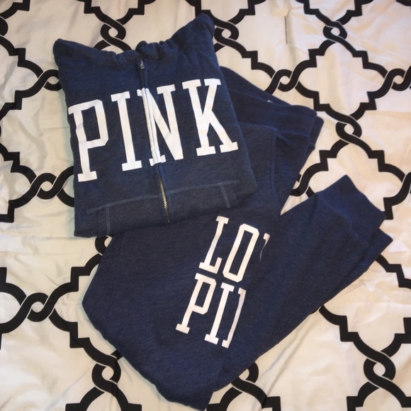 PINK VS navy zip up jacket and jogger pant