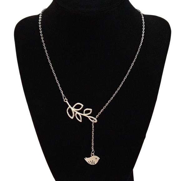✨ Dainty Silver Bird and Branch Lariat Necklace - Picture 2 of 2