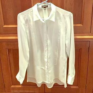 bebe sea-foam green sheer silk blouse