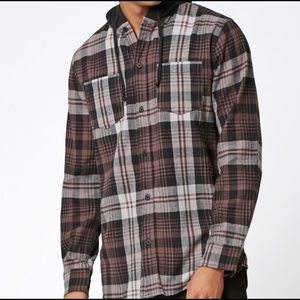 Men's Flannel Button-up Hoodie