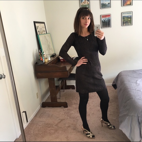 Metallic glam geometric stretchy sweater dress! - Picture 2 of 4