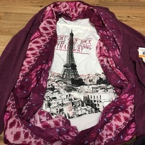 Macys eiffel tower tank set with scarf&cardigan.