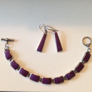 Silver & Purple bracelet + earrings.