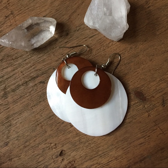 Carved shell earrings